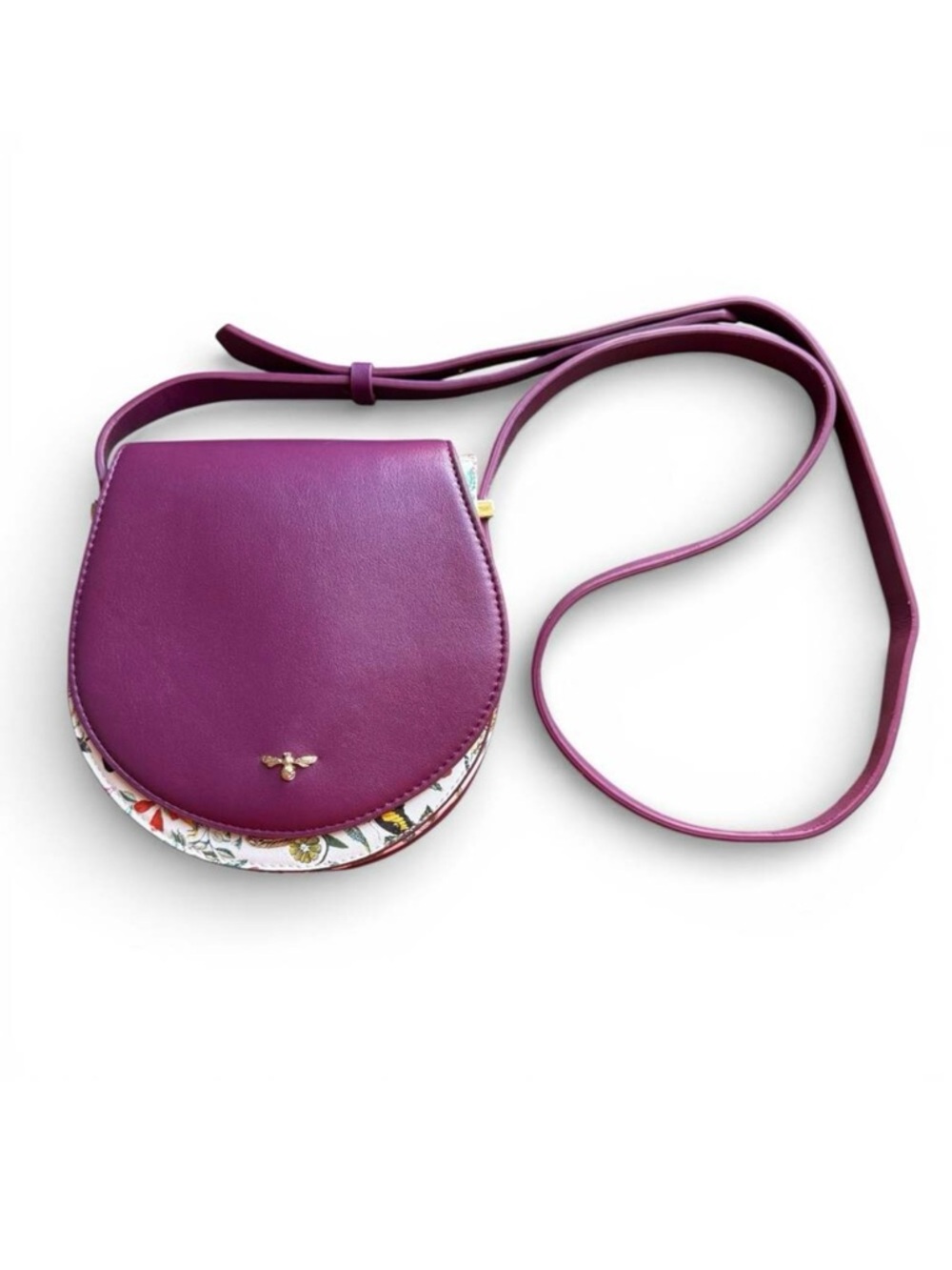Fable England Floral Plum Saddle Bag Spring Crossbody Whimsical Botanical Garden